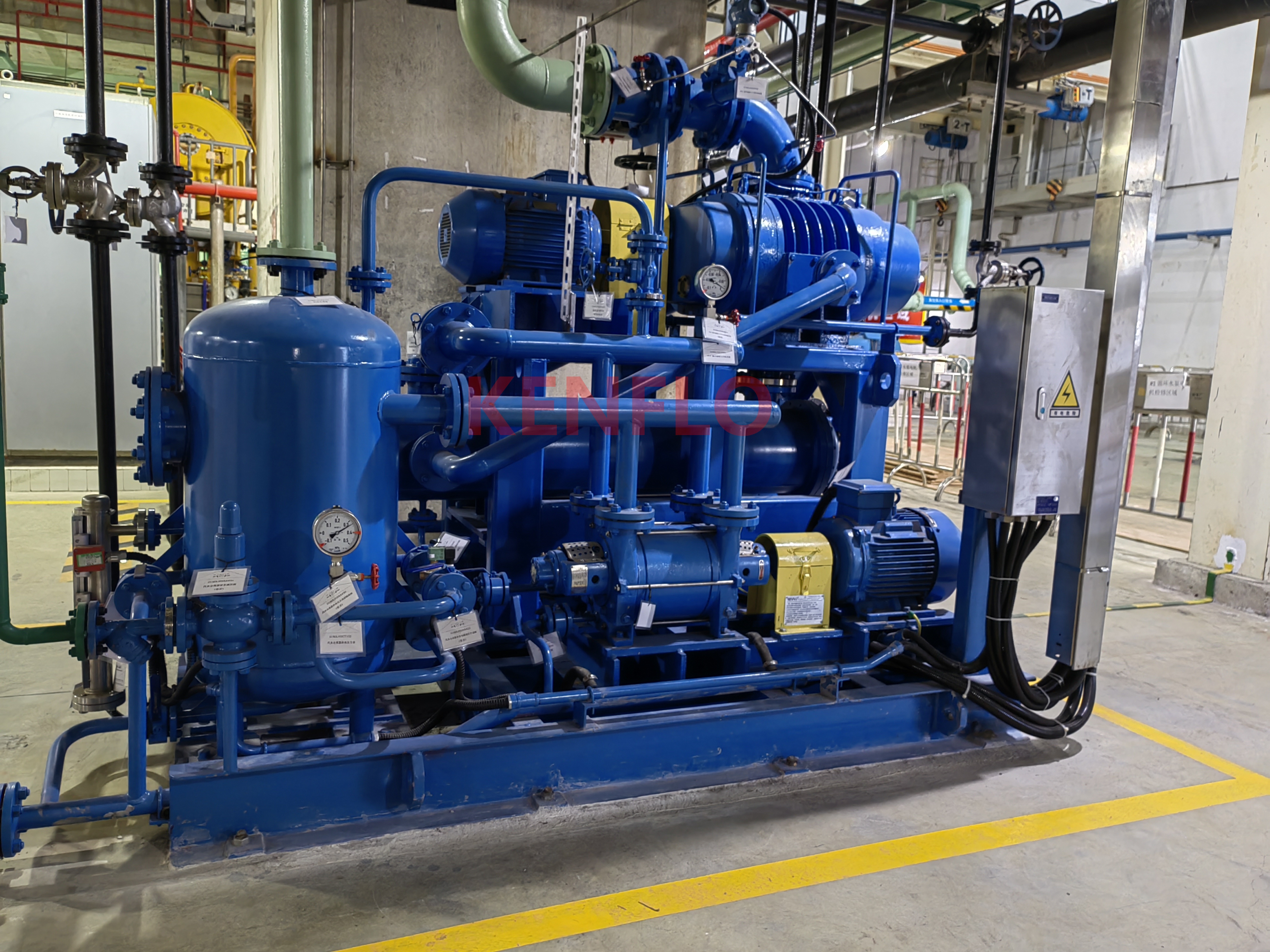 A natural gas power plant of Shenzhen energy group used Kenflo 2bw9 roots water ring vacuum pump unit for energy saving transformation